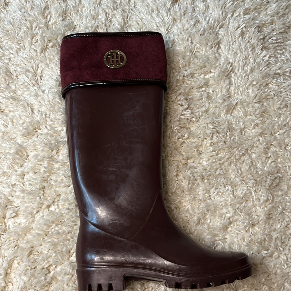 Tommy Hilfiger Burgundy Rain Boots - Picture 2 of 6